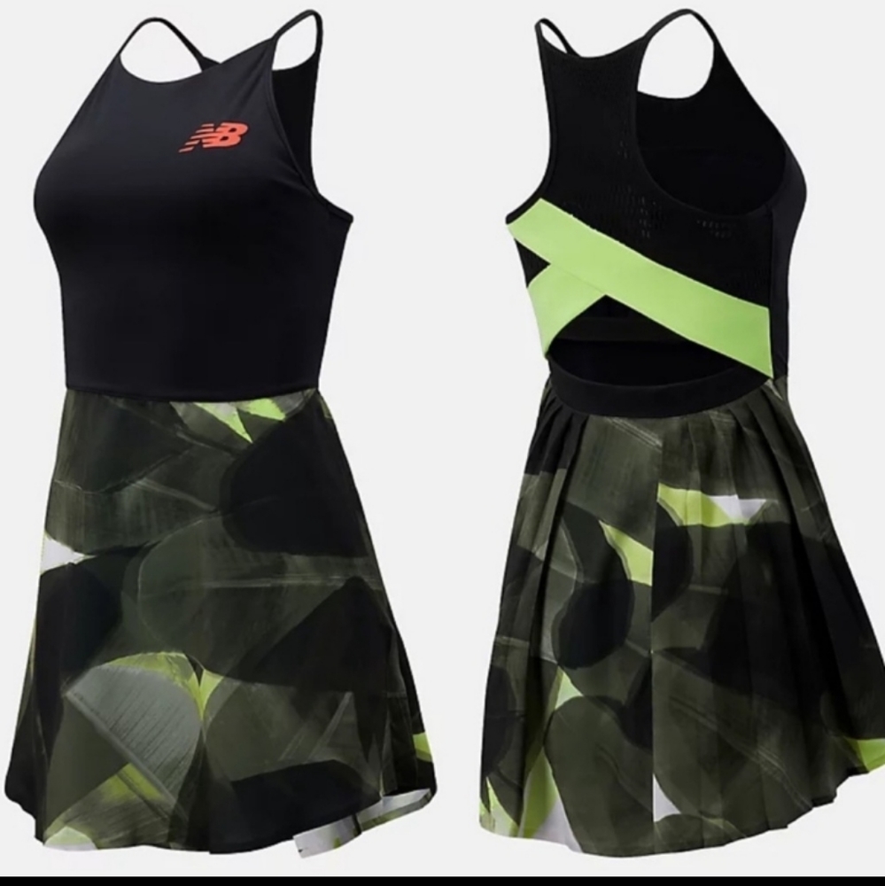 NEW BALANCE Tournament Green & Black Athletic Mini Dress, Size 2X